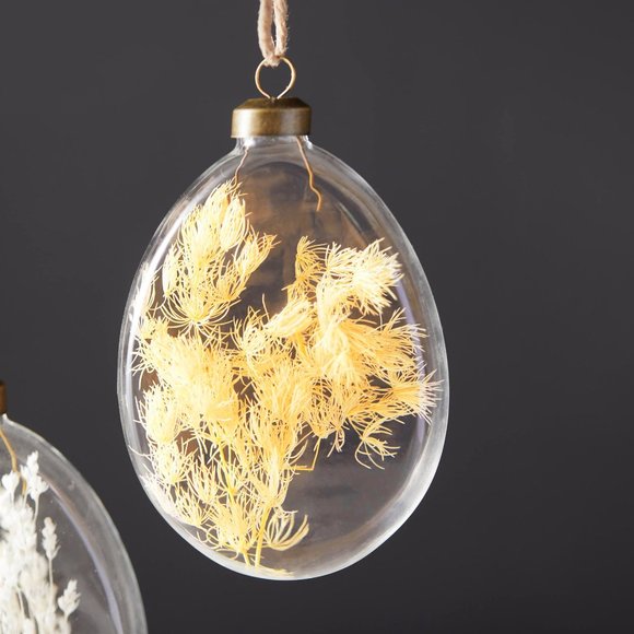 HTF Anthropologie Dried Floral Egg Ornaments, Set of 3 - Picture 3 of 6